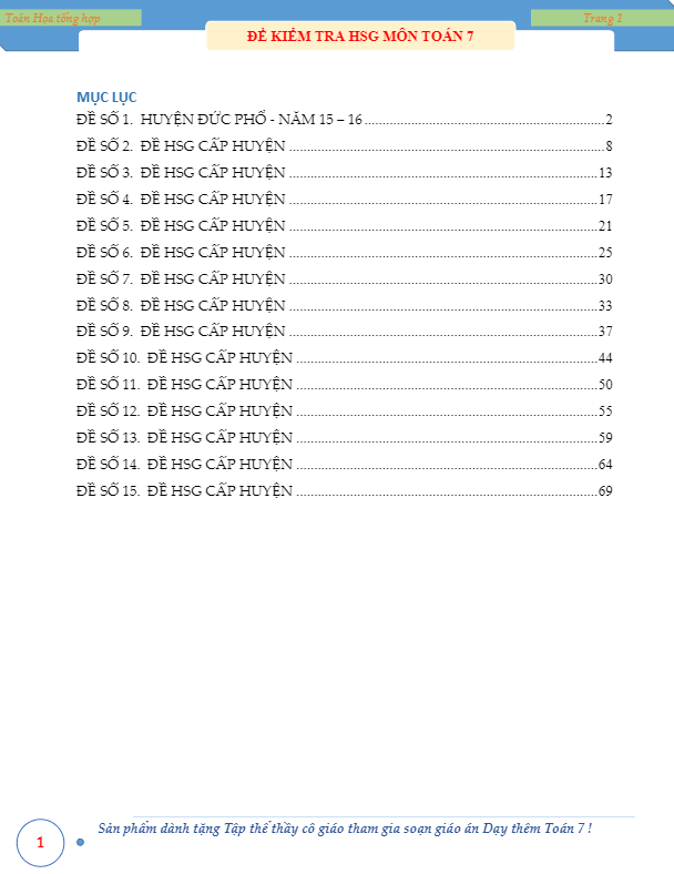 15 đề thi HSG cấp huyện lớp 7 môn Toán có lời giải chi tiết