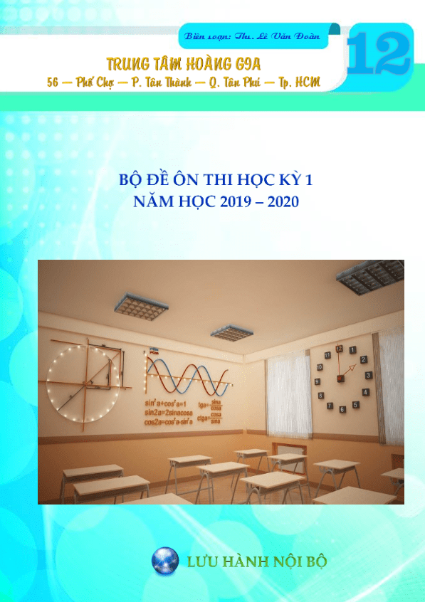 Bộ đề ôn thi học kì 1 (HK1) lớp 12 môn Toán năm học 2019 2020 có đáp án