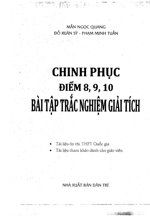 Chinh phục điểm 8 9 10 bài tập trắc nghiệm Giải tích