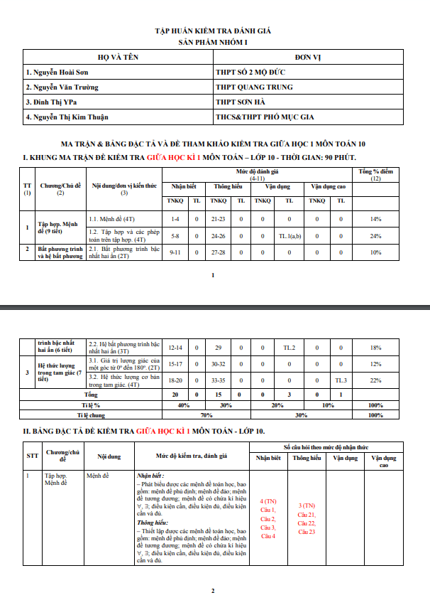 Đề minh họa giữa học kì 1 (HK1) lớp 10 môn Toán năm 2023 2024 sở GD ĐT Quảng Ngãi