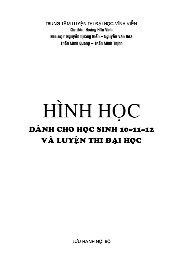 Hình học Oxy Oxyz và hình học không gian Trung tâm LTĐH Vĩnh Viễn