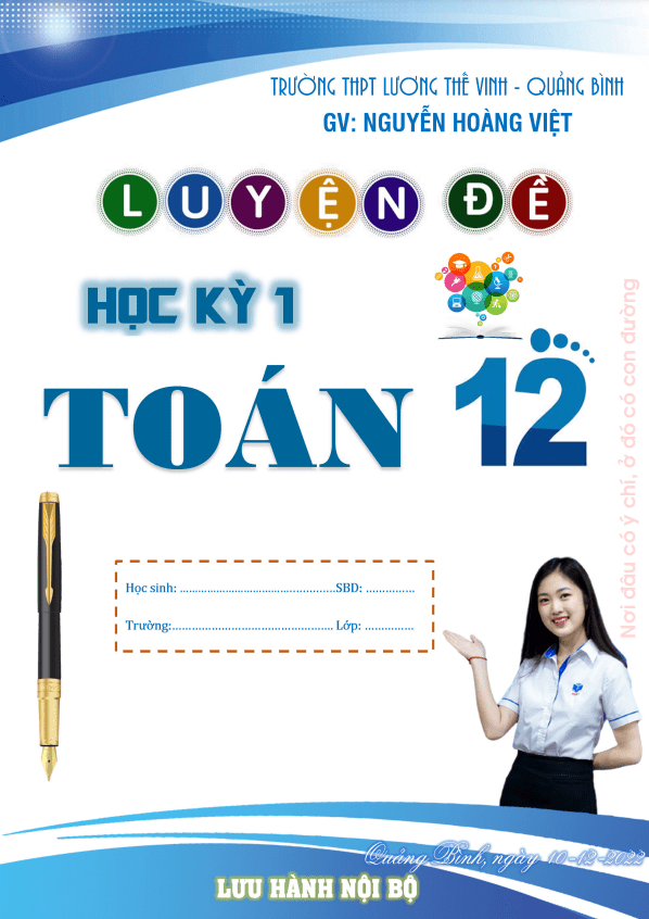 Luyện đề kiểm tra cuối học kì 1 (HK1) lớp 12 môn Toán Nguyễn Hoàng Việt