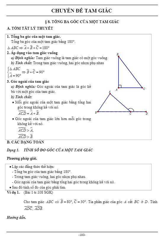 Phương pháp giải các dạng toán chuyên đề tam giác