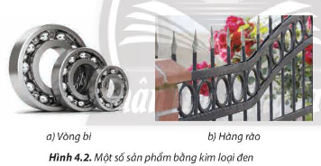 Các sản phẩm được chế tạo từ kim loại đen trong Hình 4.2 có đặc điểm như thế nào?