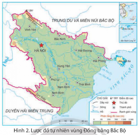  0 - 50m, 50 - 200m và trên 500m. Khu vực nào có diện tích lớn nhất?  - Cho biết địa hình có ảnh hưởng như thế nào đến sản xuất và đời sống của người dân vùng Đồng bằng Bắc Bộ.