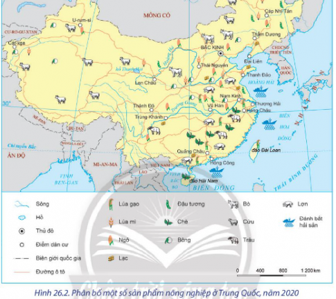   - Cho biết tình hình phát triển của ngành nông nghiệp ở Trung Quốc.  - Nhận xét đặc điểm phân bố nông nghiệp của Trung Quốc.