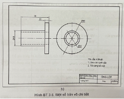 Hãy đọc các bản vẽ chi tiết ở Hình Bài tập 3.6 và hoàn thiện bảng dưới đây.