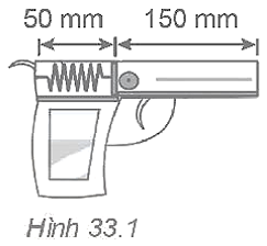 ột súng lò xo gồm lò xo chiều dài tự nhiên 200 mm, độ cứng k = 2000 N/m và đạn có khối lượng m = 50 g