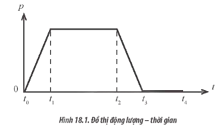 Từ đồ thị mô tả sự thay đổi của động lượng theo thời gian như Hình 18.1