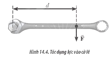 Xác định moment do lực F có độ lớn 10 N tác dụng vuông góc lên cờ lê để làm xoay bu lông (Hình 14.4).