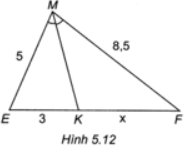Tìm độ dài x trong Hình 5.12.