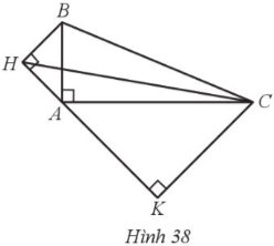 Hình 38 cho biết tam giác ABC vuông ở A, AB = 5 cm, AC = 12 cm. Tam giác HAB vuông cân tại H, tam giác KAC vuông cân tại K. Các cặp tam giác sau có đồng dạng với nhau không? Vì sao? a) Tam giác HAB và tam giác KAC. b) Tam giác HKC và tam giác BAC.