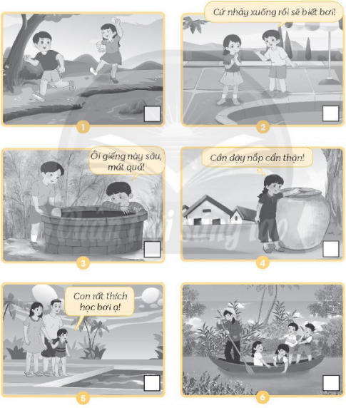 Viết chữ N vào [  ] ở những việc nên làm và chữ K vào [  ] ở những việc không nên làm để phòng tránh đuối nước.