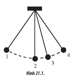 Xét chuyển động của một con lắc đơn (Hình 21.1) gồm một vật nặng, kích thước nhỏ được treo vào đầu của một sợi dây mảnh, không dãn, có khối lượng không đáng kể