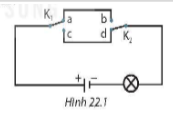 22.4*. Hình 22.1 là sơ đồ mạch điện gồm bóng đèn nối với hai công tác chuyển mạch. Có thể vận dụng sơ đồ mạch điện này vào vị trí nào trong mạng điện gia đình?