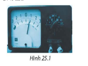 Ampe kế đang để ở thang đo 1,5 A. Cường độ dòng điện đo được trong ampe kế ở Hình 25.1 là