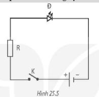 Để đo cường độ dòng điện qua điốt phát quang Đ trong Hình 25.5, có thể mắc ampe kế vào những vị trí nào?