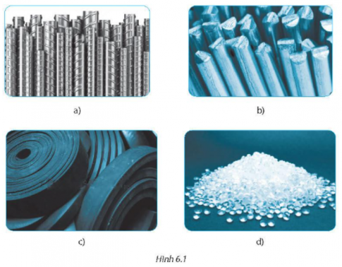  Hãy nêu tên vật liệu tương ứng với hình ảnh trong Hình 6.1.