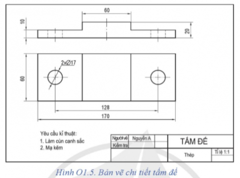 Đọc bản vẽ chi tiết tấm đế Hình O1.5.