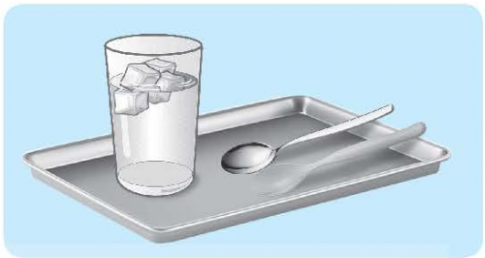 Tìm hiểu thí nghiệm hình dưới và lựa chọn các từ/ cụm từ: cốc nước, dẫn nhiệt, lạnh hơn, nước đá, thìa kim loại, thìa nhựa điền vào chỗ (…) để hoàn thành báo cáo thí nghiệm theo mẫu dưới đây.