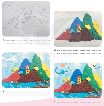 Câu hỏi 1. Hãy mô tả cách thực hiện sản phẩm mĩ thuật thể hiện chủ đề Quê hương thanh bình bằng hình thức đắp nổi