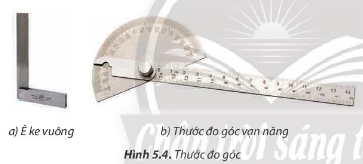 Thước đo góc ở Hình 5.4 có điểm gì khác với thước đo góc thường sử dụng vẽ trên giấy?