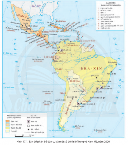 Giải bài 17 Đặc điểm dân cư Trung và Nam Mỹ, vấn đề đô thị hóa, văn hóa Mỹ Latinh