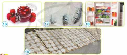 Hãy cho biết các thực phẩm trong những hình dưới đây được bảo quản bằng cách nào để tránh bị nhiễm nấm mốc? 