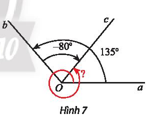 Xác định số đo các góc lượng giác (Oa, Ob), (Ob, Oc) và (Oa, Oc)