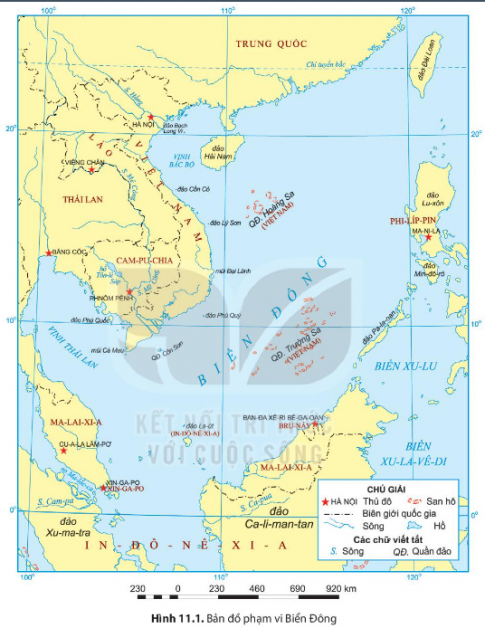  phạm vi của Biển Đông, các nước có chung Biển Đông với Việt Nam.