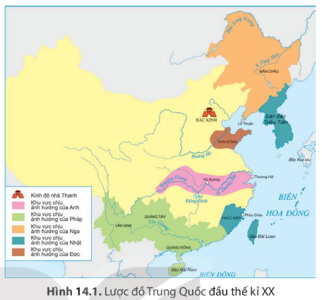 Khai thác lược đồ hình 14.1 và thông tin trong mục, hãy mô tả quá trình các nước đế quốc xâm lược Trung Quốc.