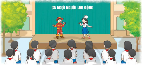 Tham gia tiết mục tập thể "Ca ngợi người lao động"