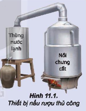 1. Trong quá trình chưng cất, tỉ lệ ethanol/nước giảm dần hay tăng dần, biết rằng ethanol có nhiệt độ sôi thấp hơn nước?  2. Vai trò của thùng nước lạnh là gì?