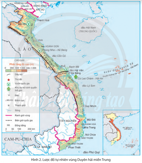   - Xác định trên lược đồ vị trí vùng Duyên hải miền Trung  - Nêu tên biển, quốc gia và các vùng tiếp giáp với vùng Duyên hải miền Trung