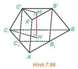 b) Gọi B1,C1 tương ứng là trung điểm của AB, AC. Chứng minh rằng AB1C1.A'B'C' là một hình lăng trụ. Tính thể tích khối lăng trụ AB1C1.A'B'C'.