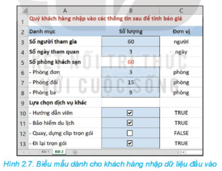 Tiếp tục thực hiện tạo các hộp kiểm B11, B12 và B13 với các ô liên kết tương ứng là C11, C12 và C13 để hoàn thiện