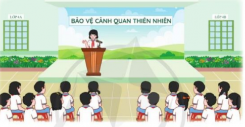 Tham gia trình diễn tiểu phẩm Bảo vệ cảnh quan thiên nhiên.  Chia sẻ ý kiến của em về thực trạng cảnh quan thiên nhiên quê hương.