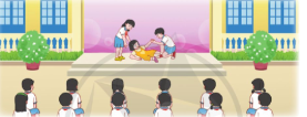 Tham gia trình diễn tiểu phẩm Ứng xử văn hóa nơi công cộng. Chia sẻ bài học em rút ra được từ tiểu phẩm.