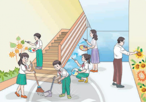 Tổ chức dọn dẹp và trang trí trường, lớp theo kế hoạch đã thống nhất. Đánh giá kết quả thực hiện kế hoạch "Làm đẹp trường, lớp"