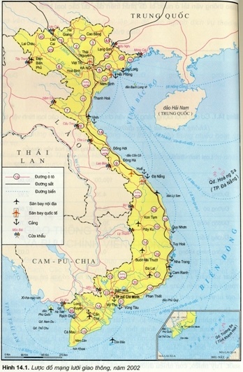 Dựa vào hình 14.1, hãy kể tên các tuyến đường sắt chính?